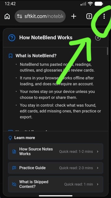 Chrome three-dot menu at the upper-right corner