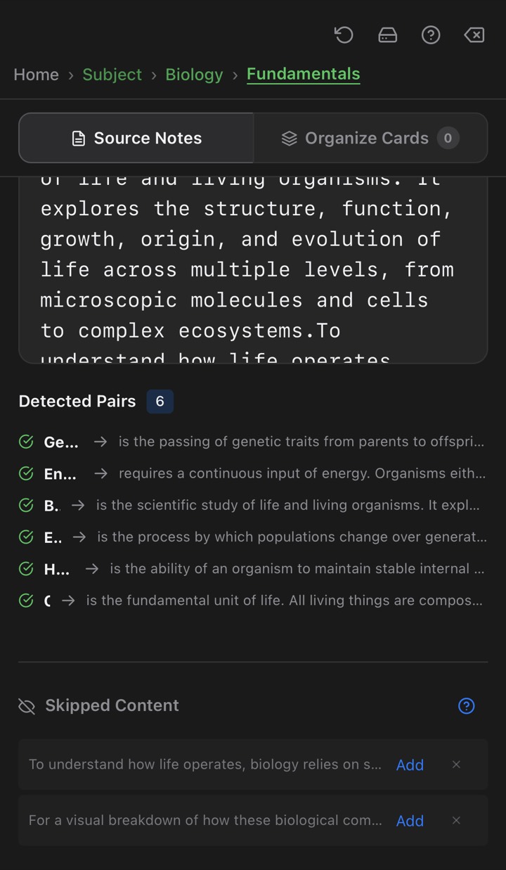 Skipped Content list below Source Notes