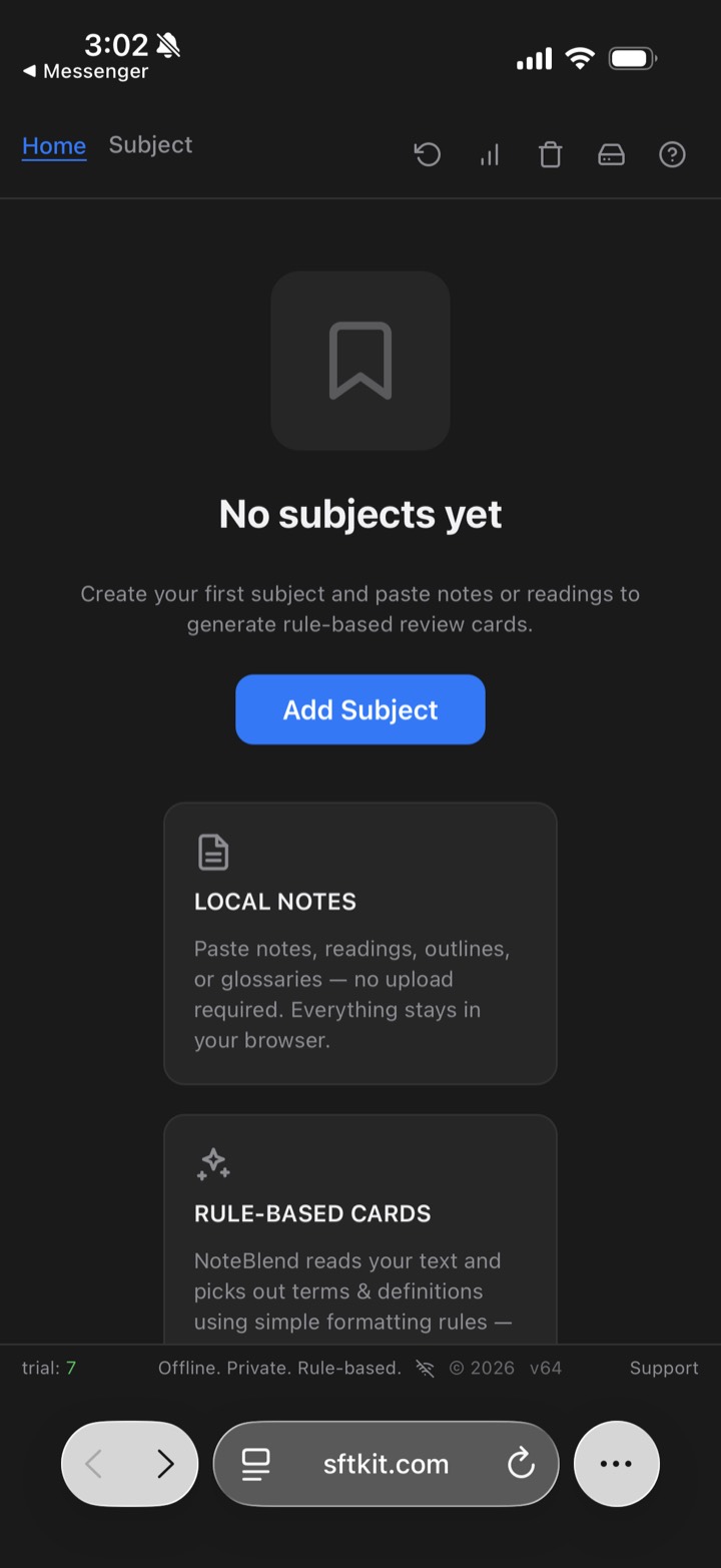NoteBlend open in the browser, ready to install