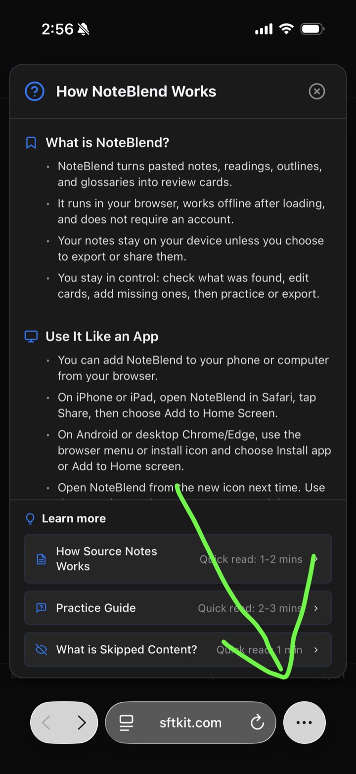 Three-dot icon in Safari
